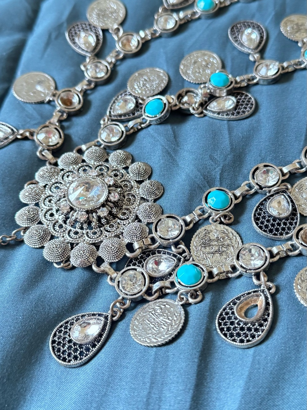 Handmade Boho Gypsy Coin Belt / Statement Necklace • Santa Barbara Antique Find - Picture 6 of 10